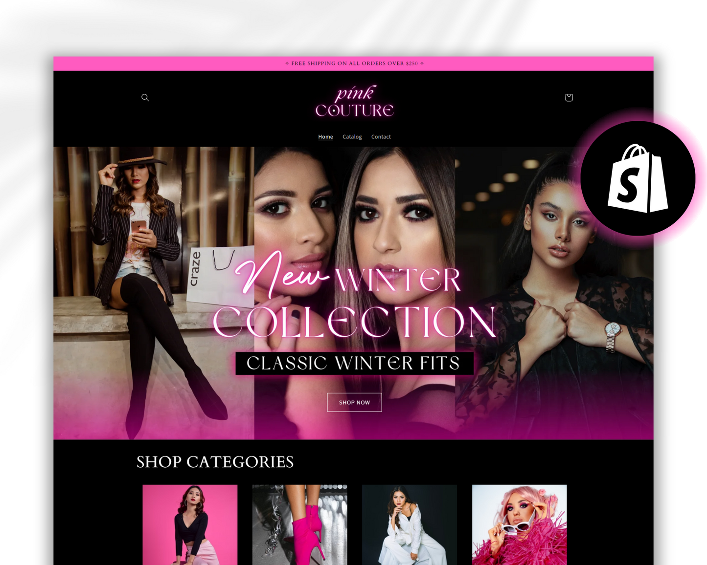 Shopify Website Template | Neon Pink