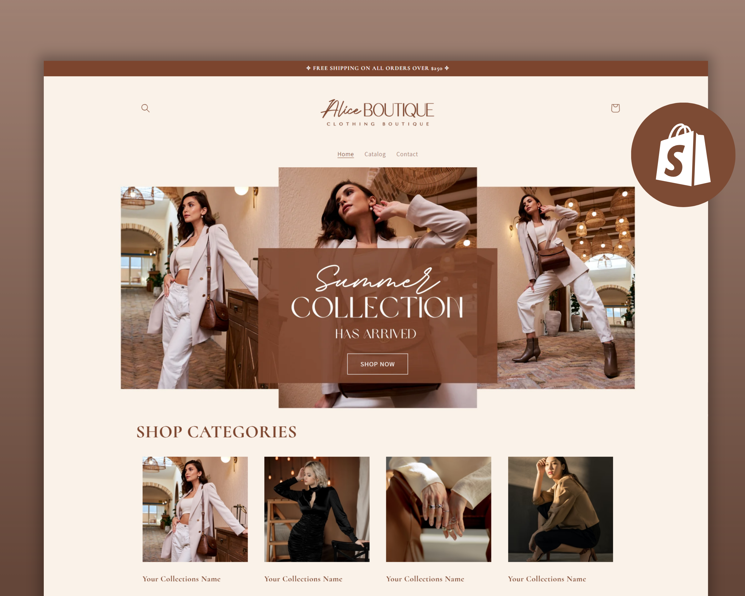 Shopify Website Template ToastedAlmond BeverlyTemplates