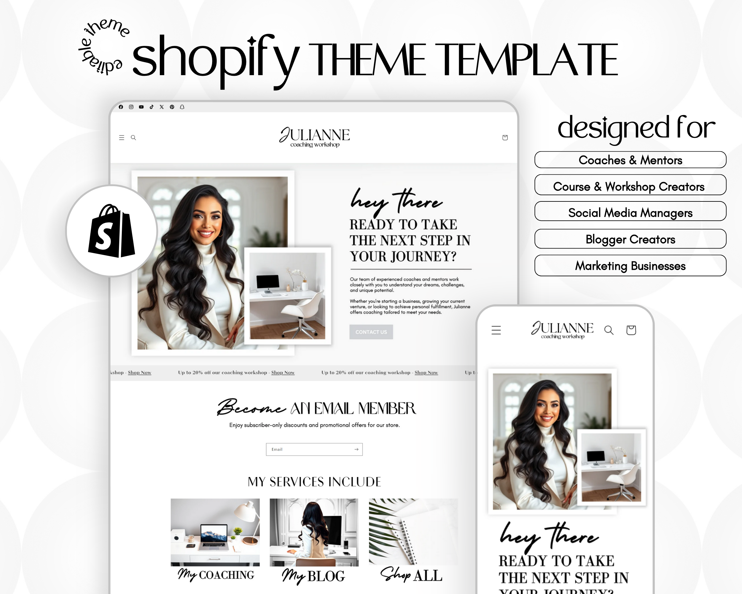 Shopify Website Template Julianne BeverlyTemplates