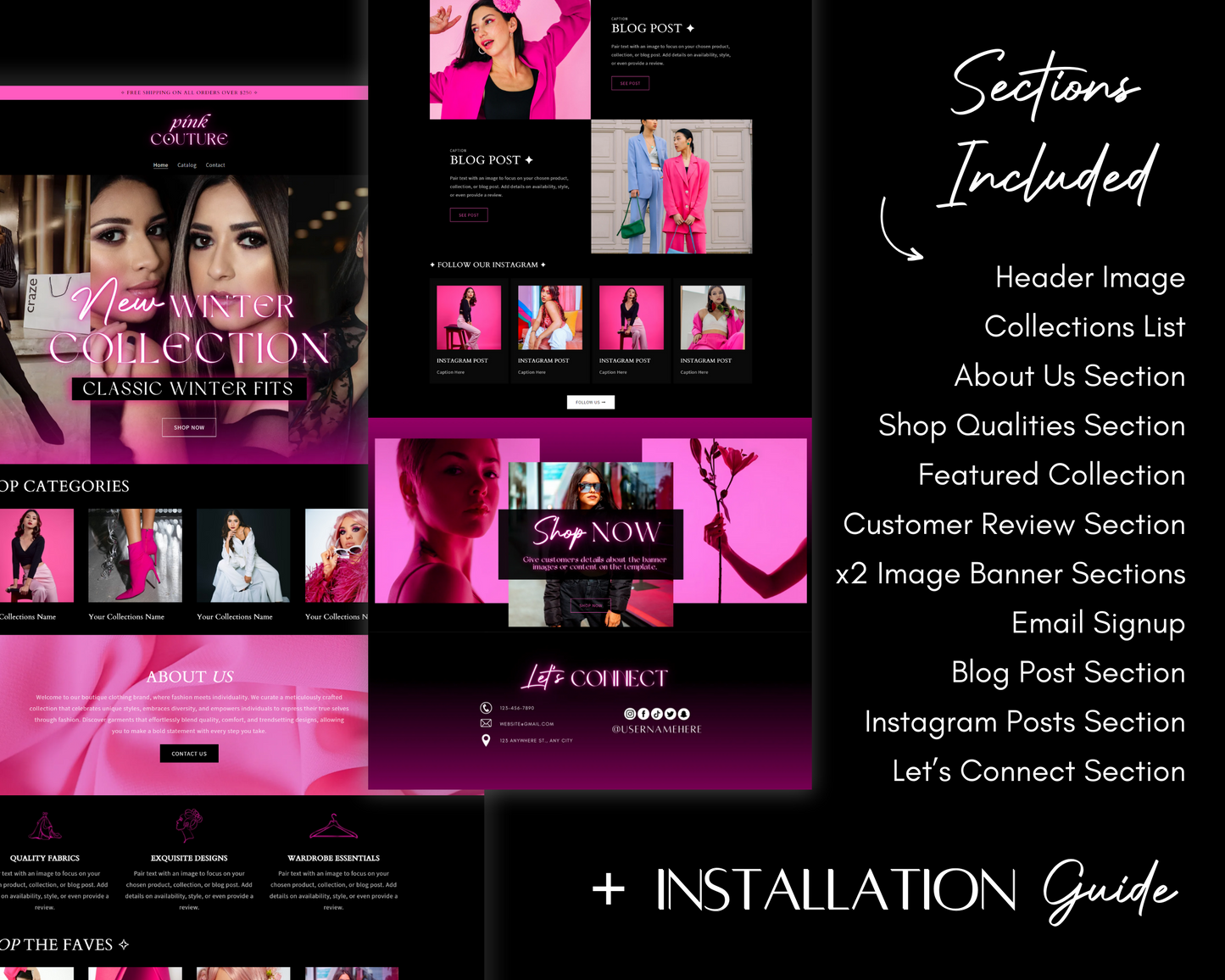 Shopify Website Template | Neon Pink