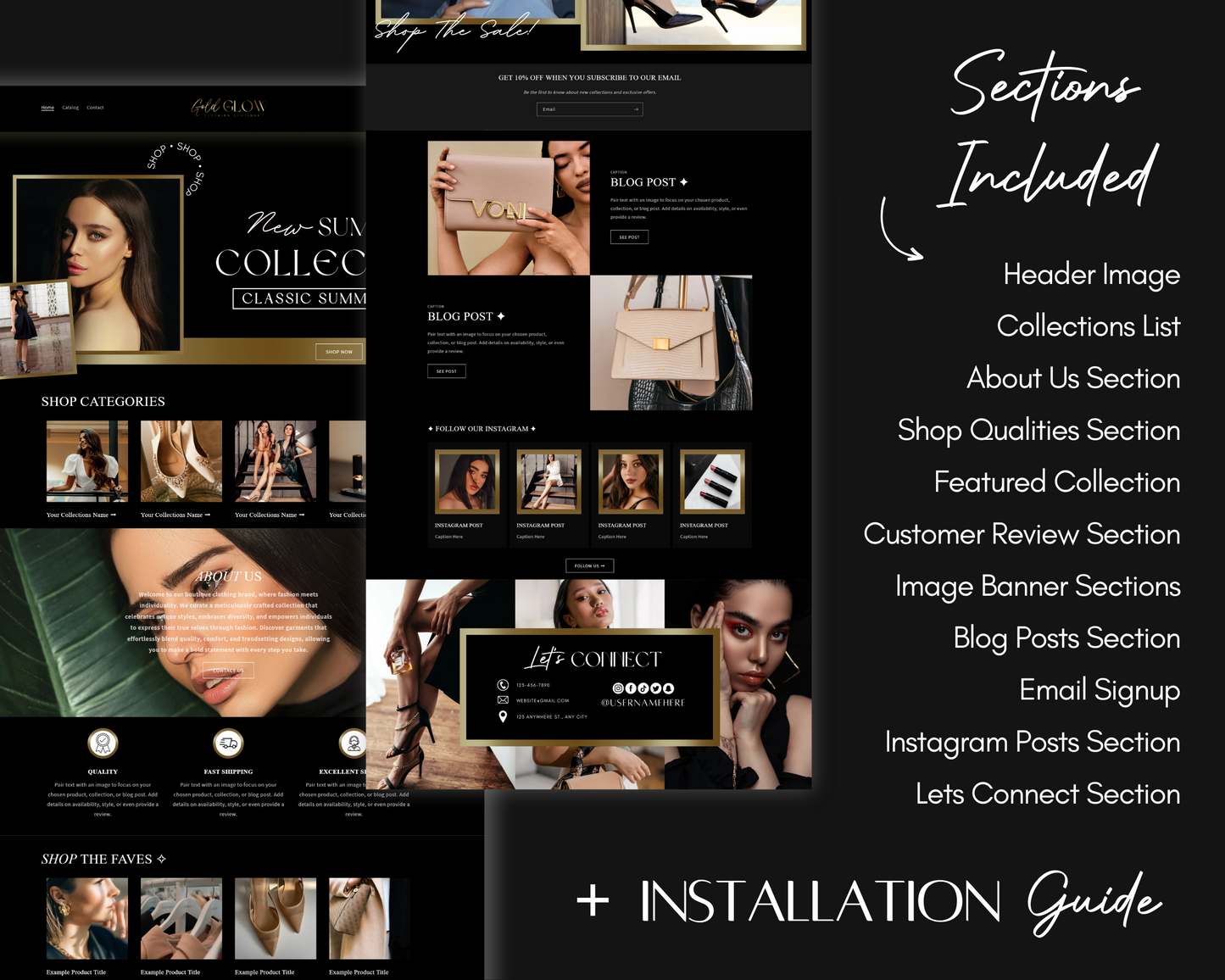 Shopify Website Template | Black & Gold