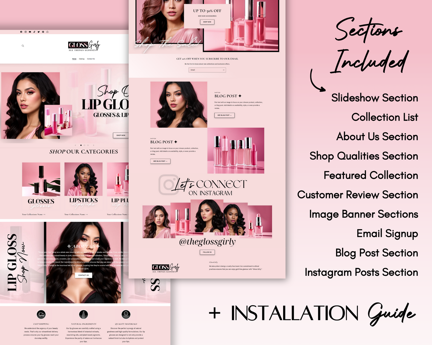 Lip Gloss Business Website Template | Shopify Theme Template