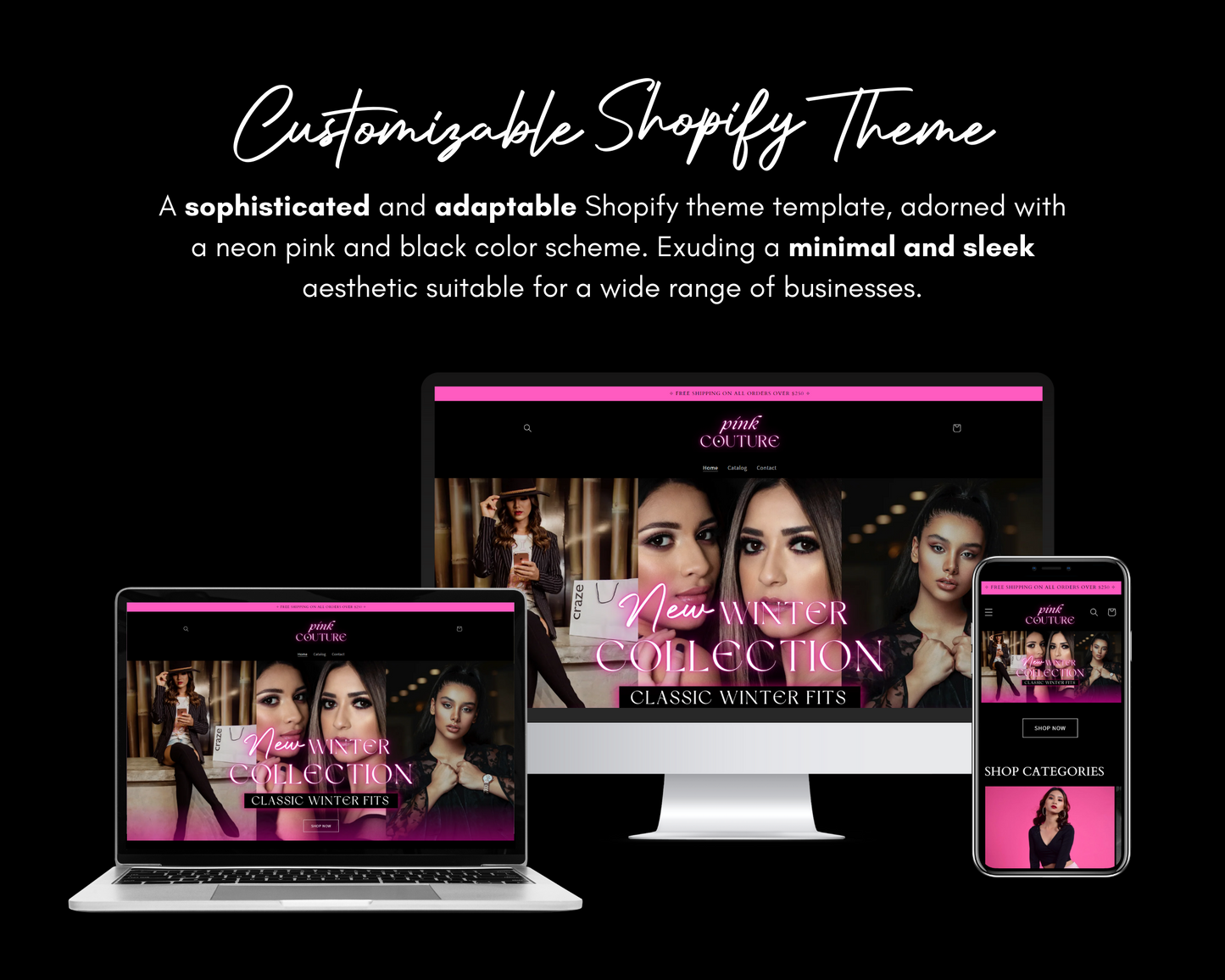 Shopify Website Template | Neon Pink