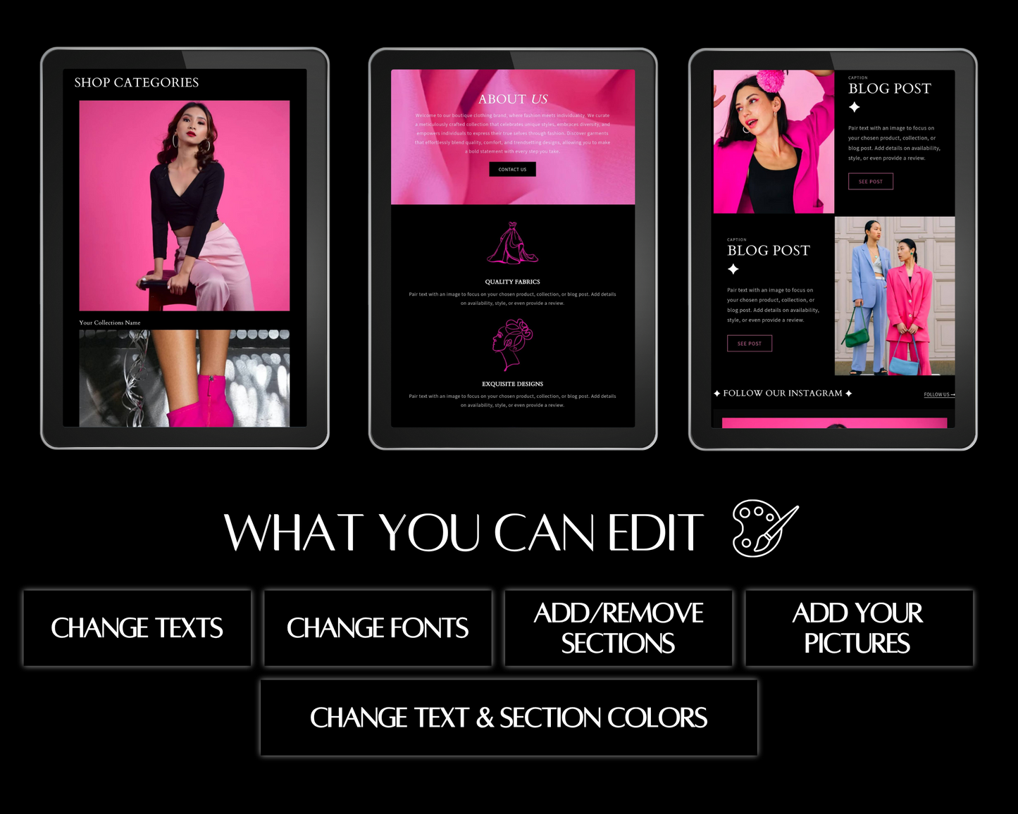 Shopify Website Template | Neon Pink