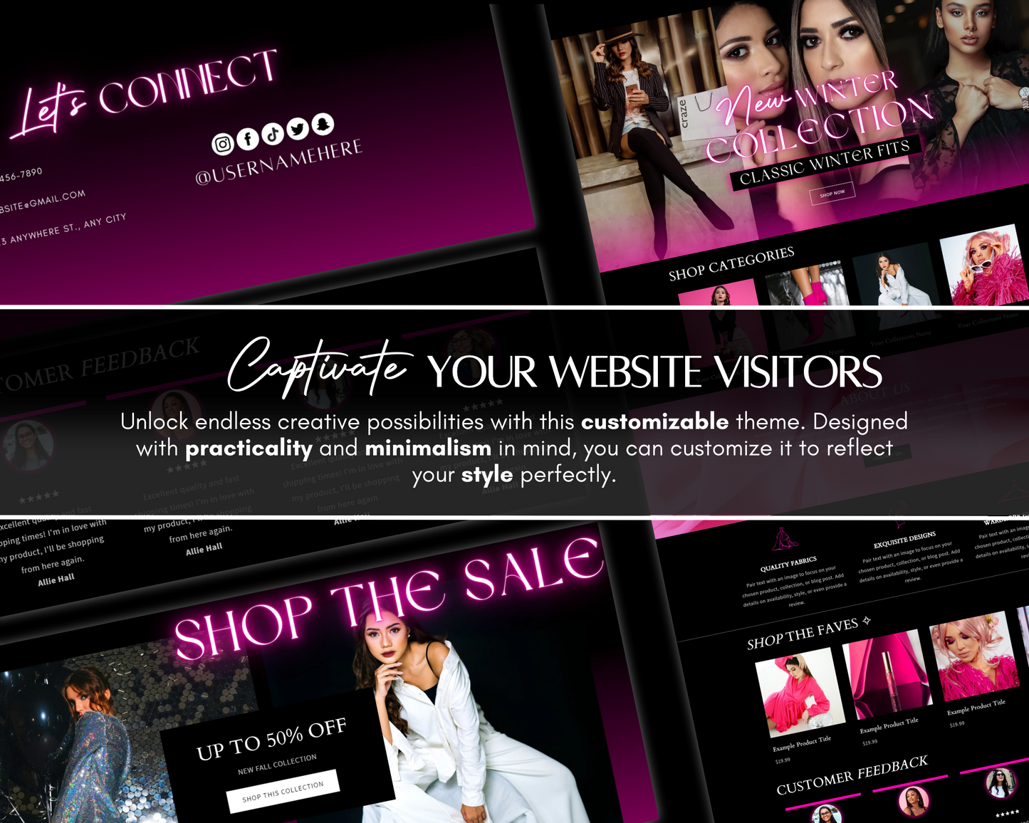 Shopify Website Template | Neon Pink