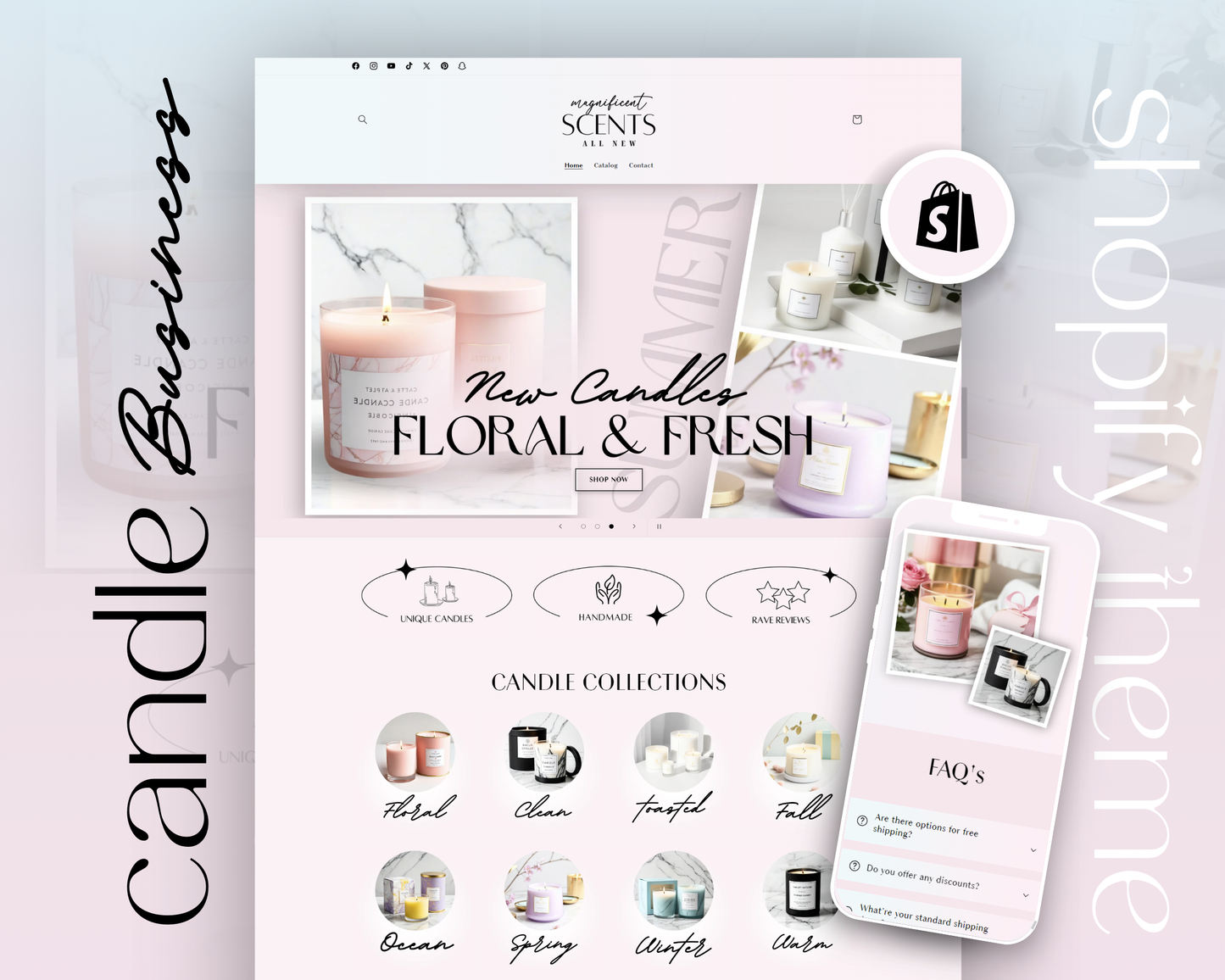 Shopify Website Template | CandleLane Pastel