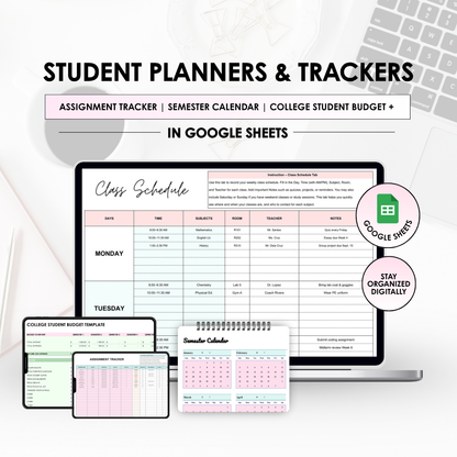 Student Planner Spreadsheets | Google Sheets Bundle