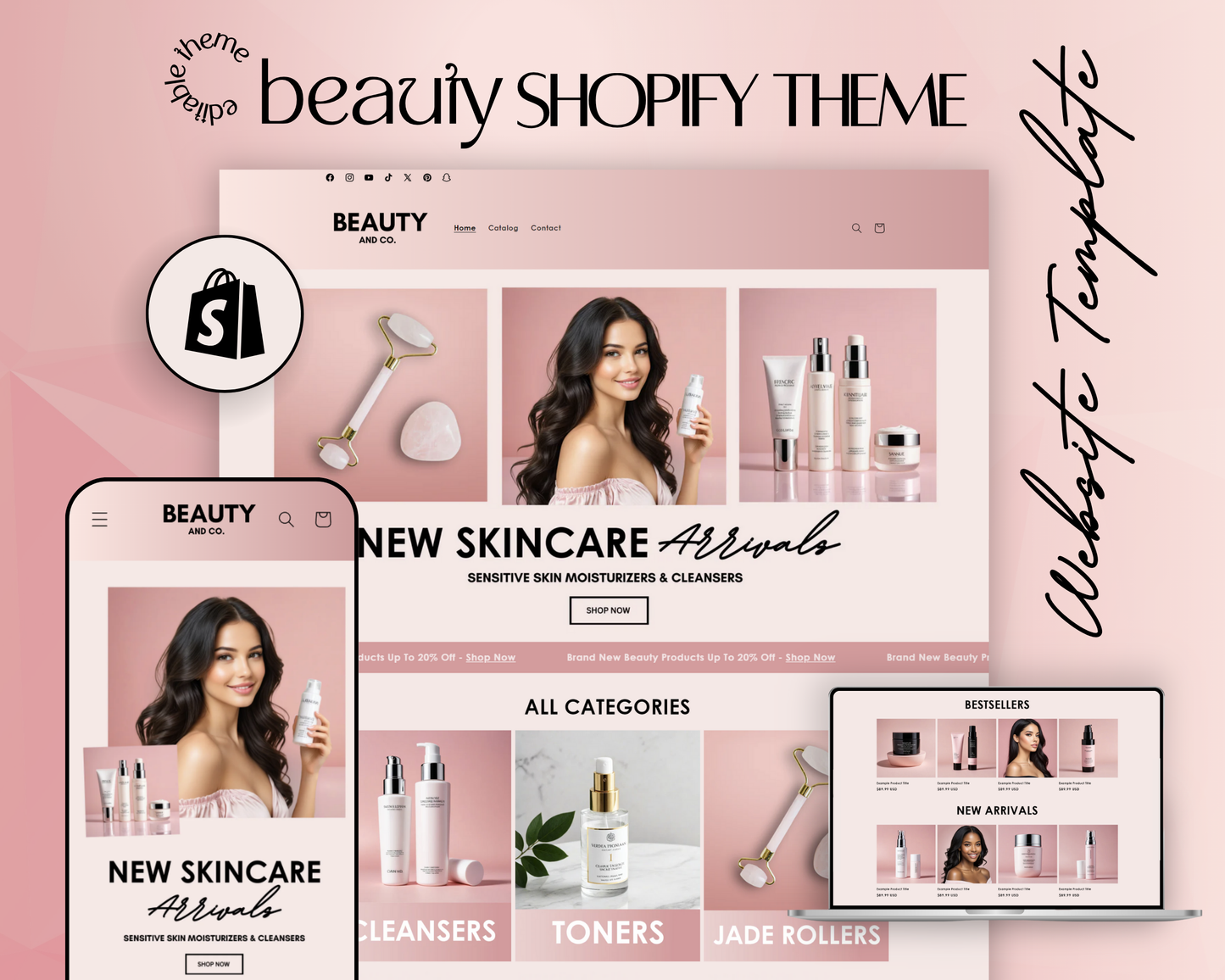 Shopify Website Template | PinkSkin