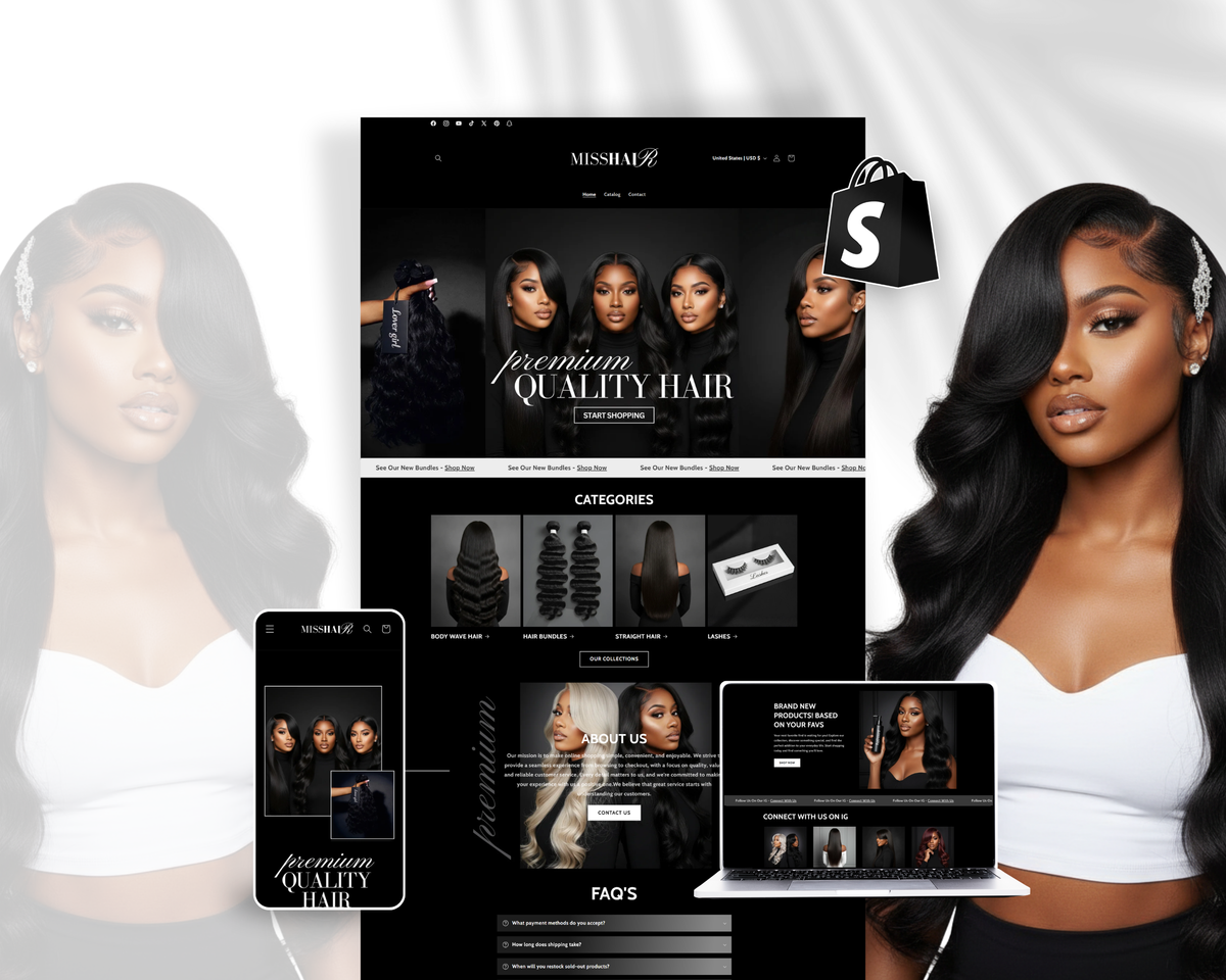 Shopify Website Template | MissHair Onyx