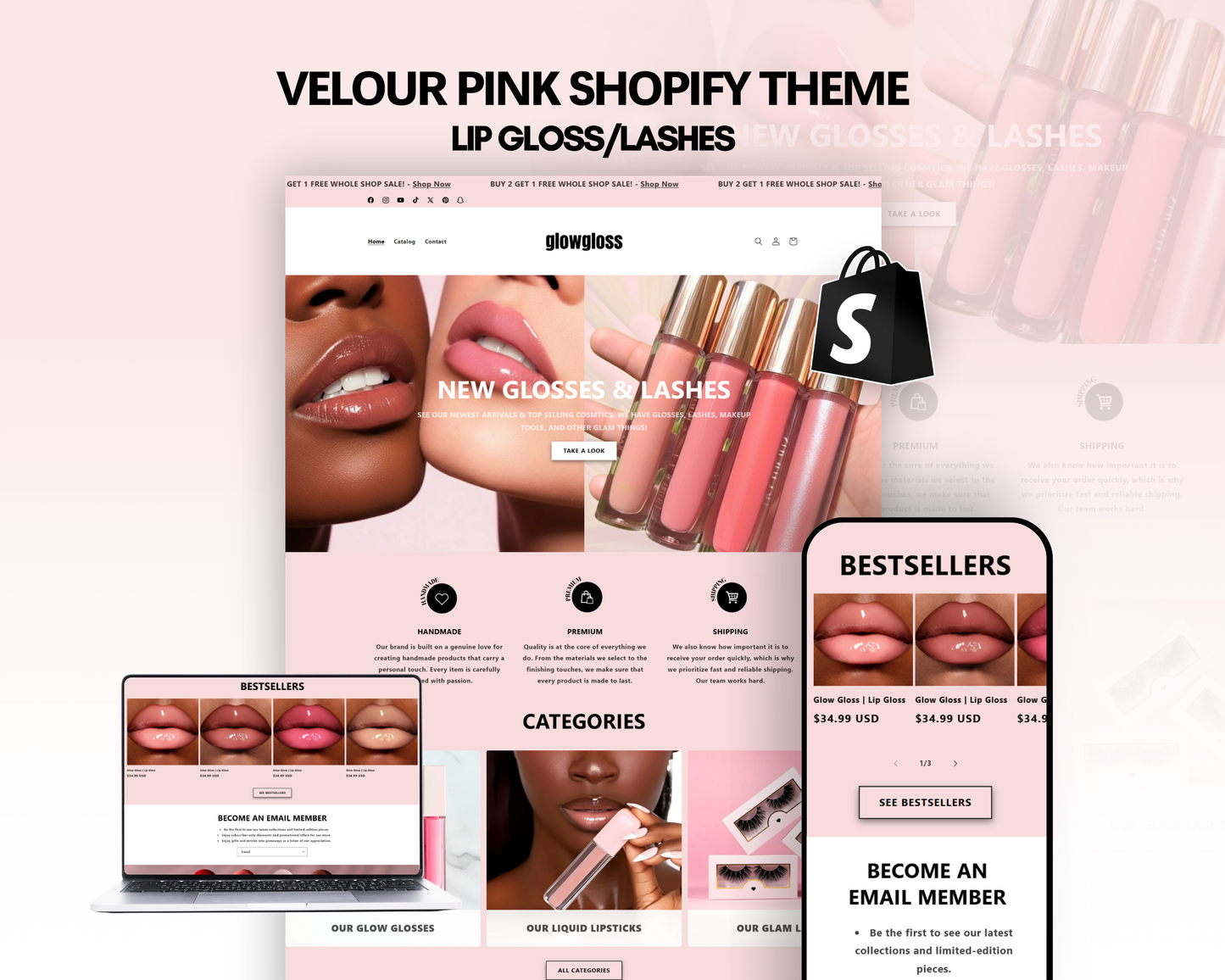 Shopify Website Template | Velour Pink