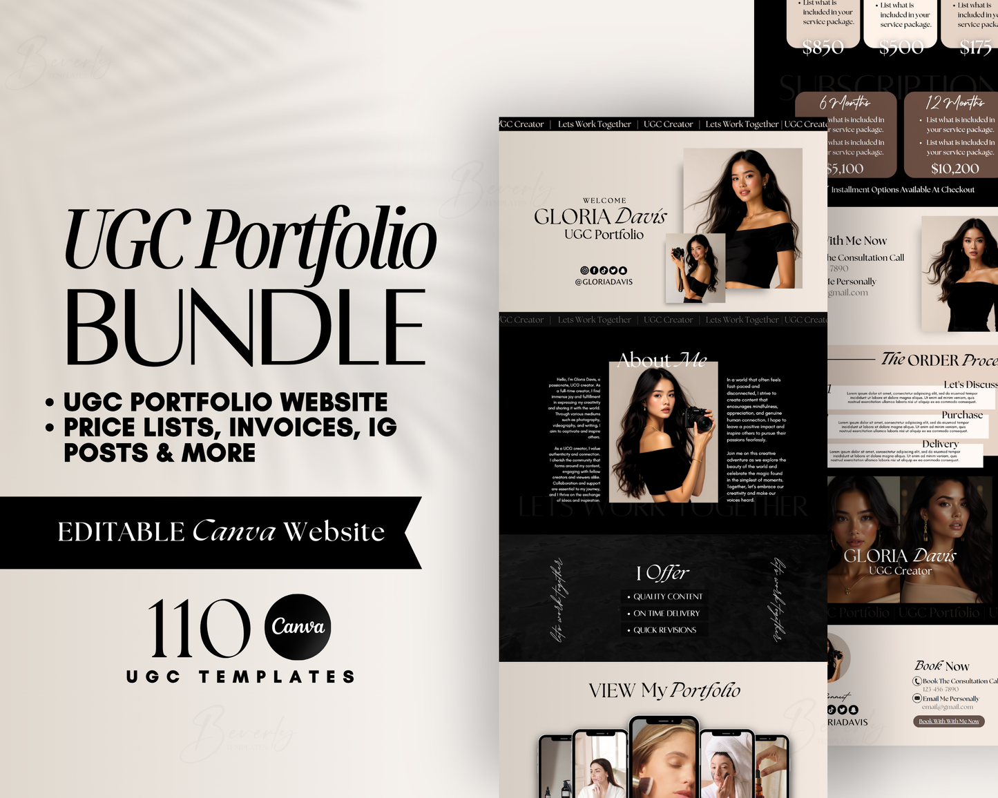 100+ UGC Templates | UGC Canva Portfolio Website | Price lists, UGC Invoices, IG Post templates & More