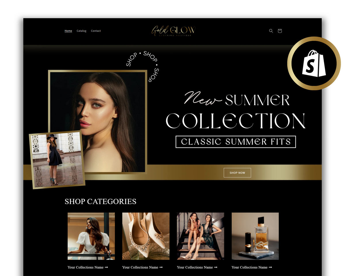 Shopify Website Template | Black & Gold – BeverlyTemplates