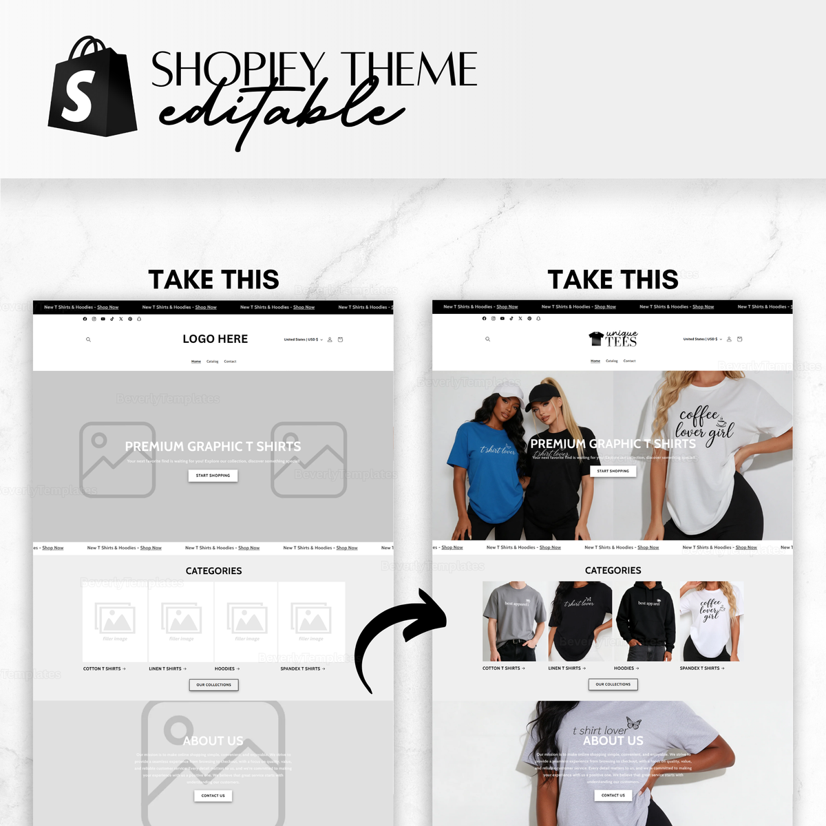 Shopify Website Template | UniqueTees