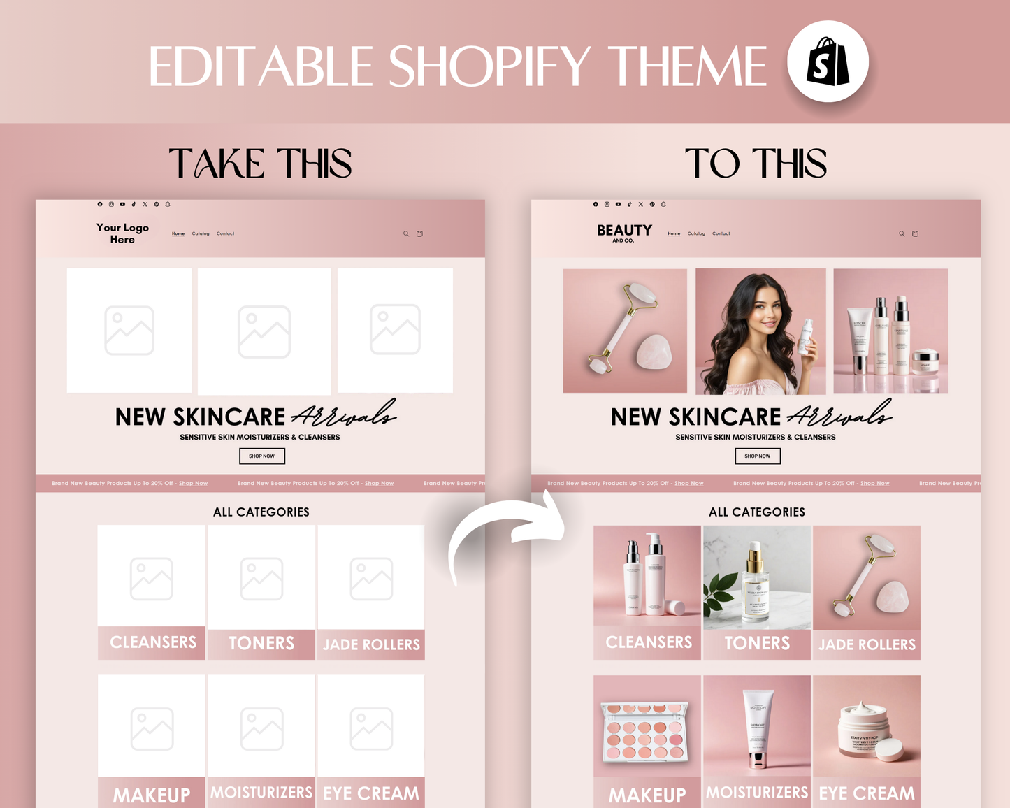 Shopify Website Template | PinkSkin