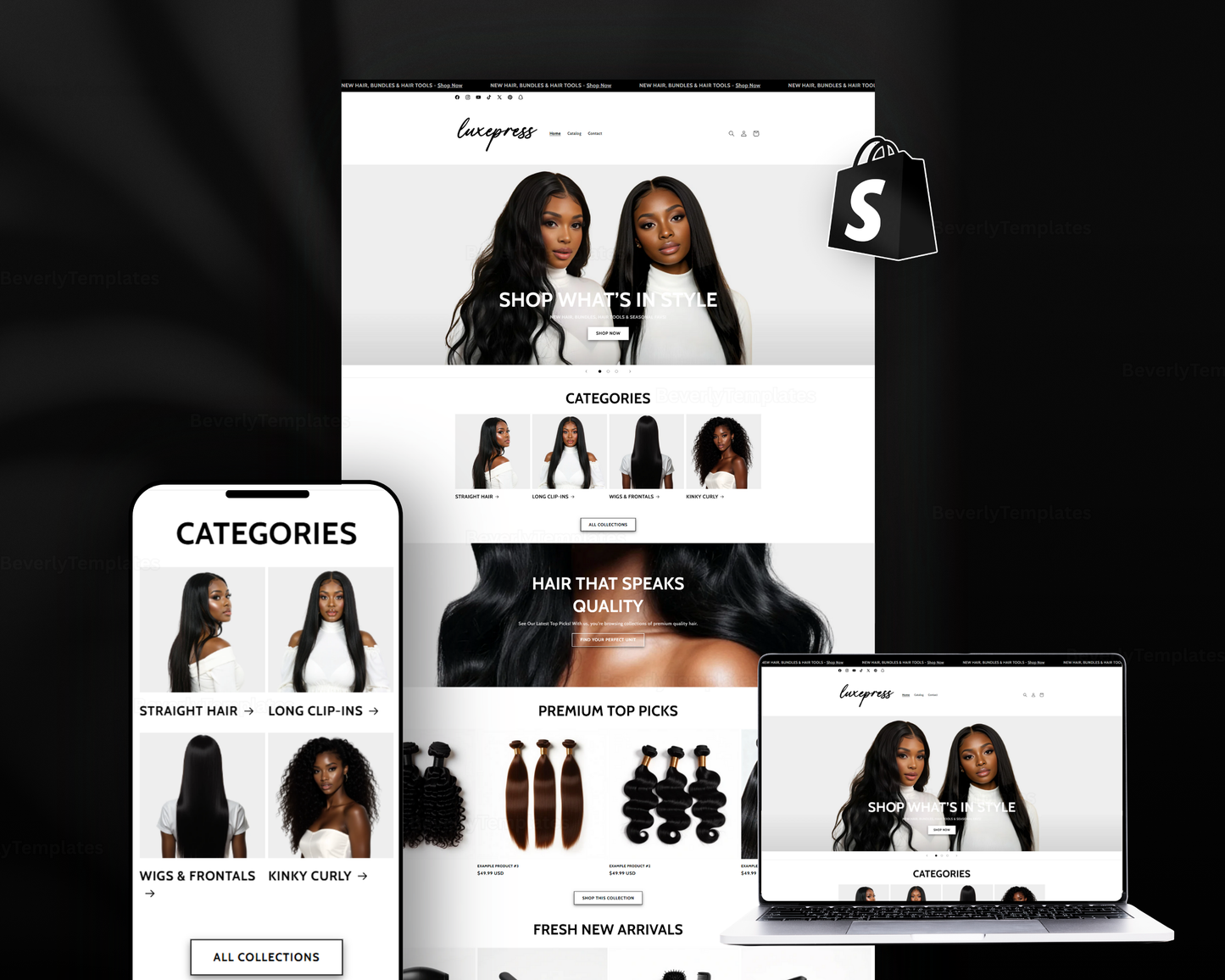 Shopify Website Template | LuxePress White