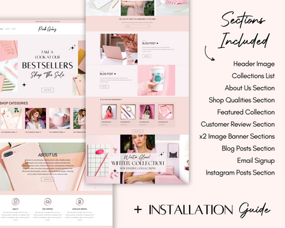 Shopify Website Template | Pixie Pink