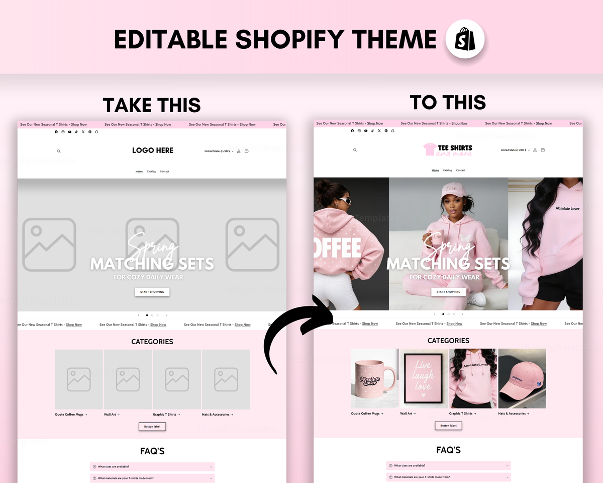 Shopify Website Template | ClaraBelle Pink