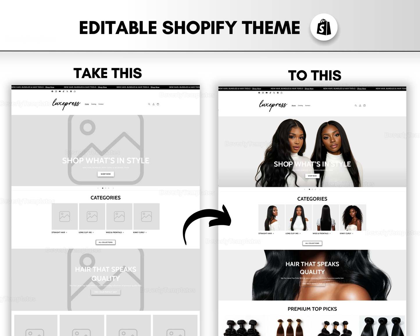 Shopify Website Template | LuxePress White