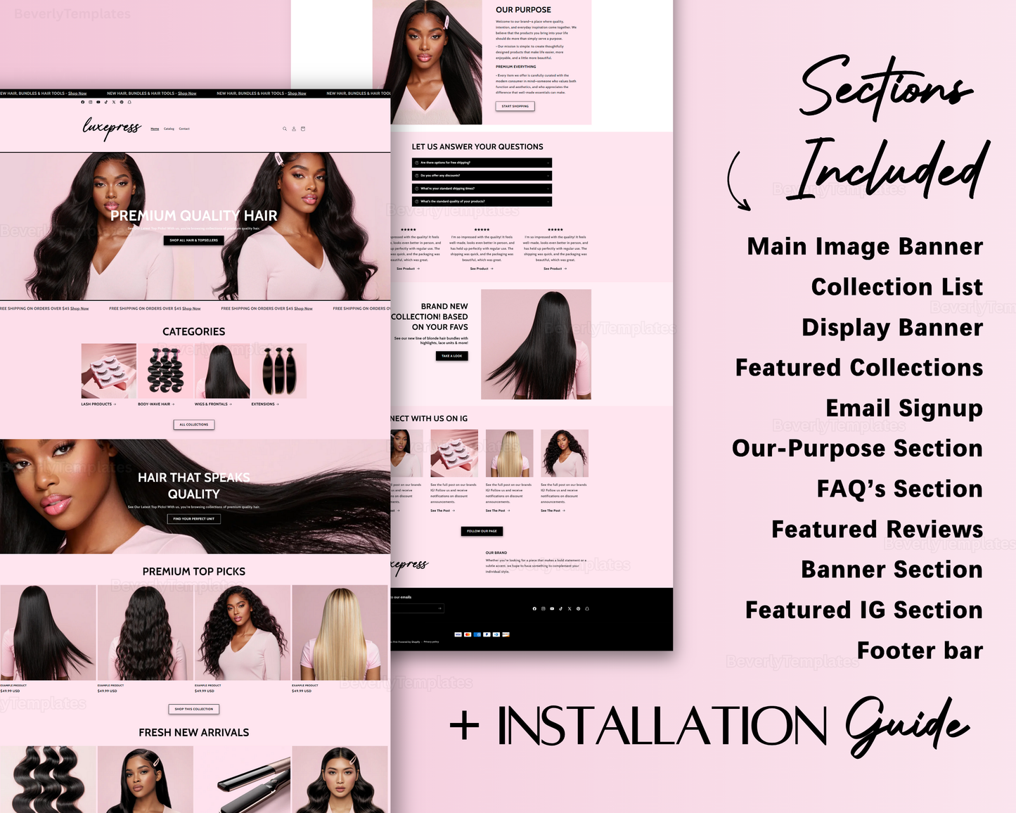 Shopify Website Template | LuxePress Pink