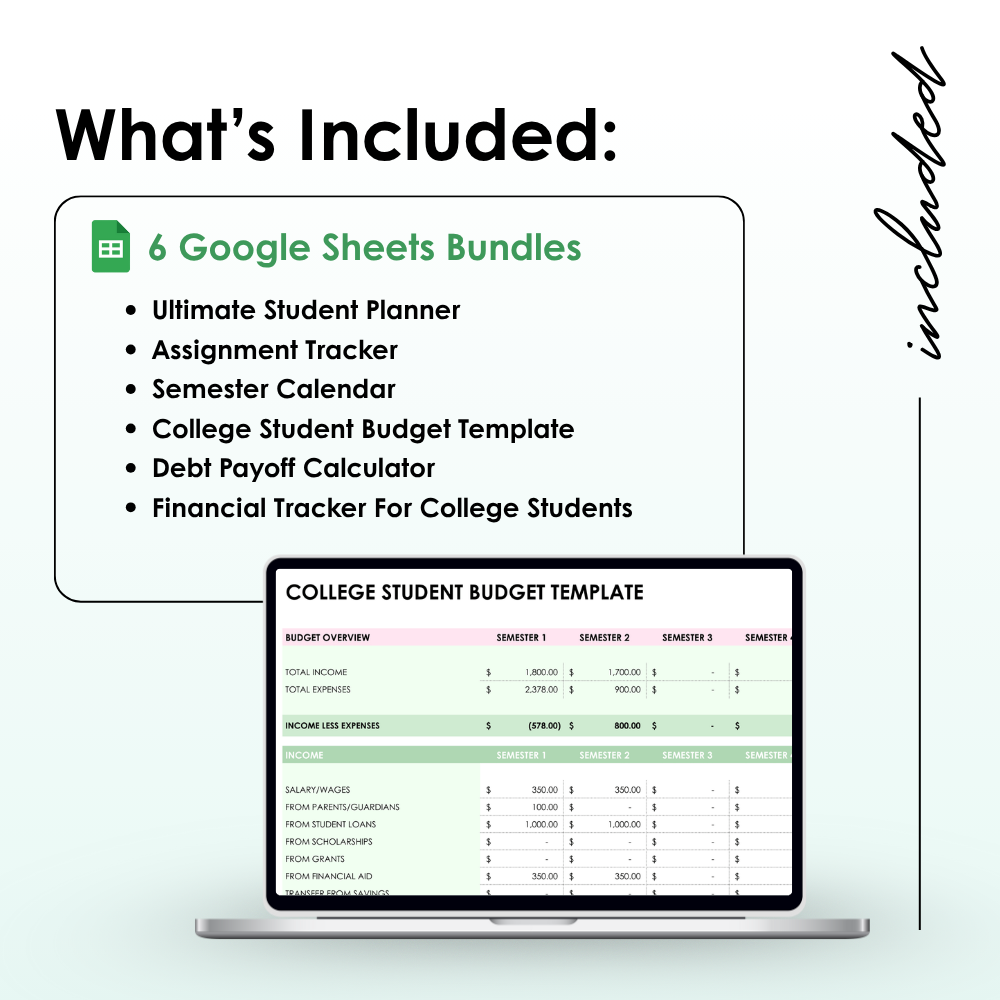 Student Planner Spreadsheets | Google Sheets Bundle