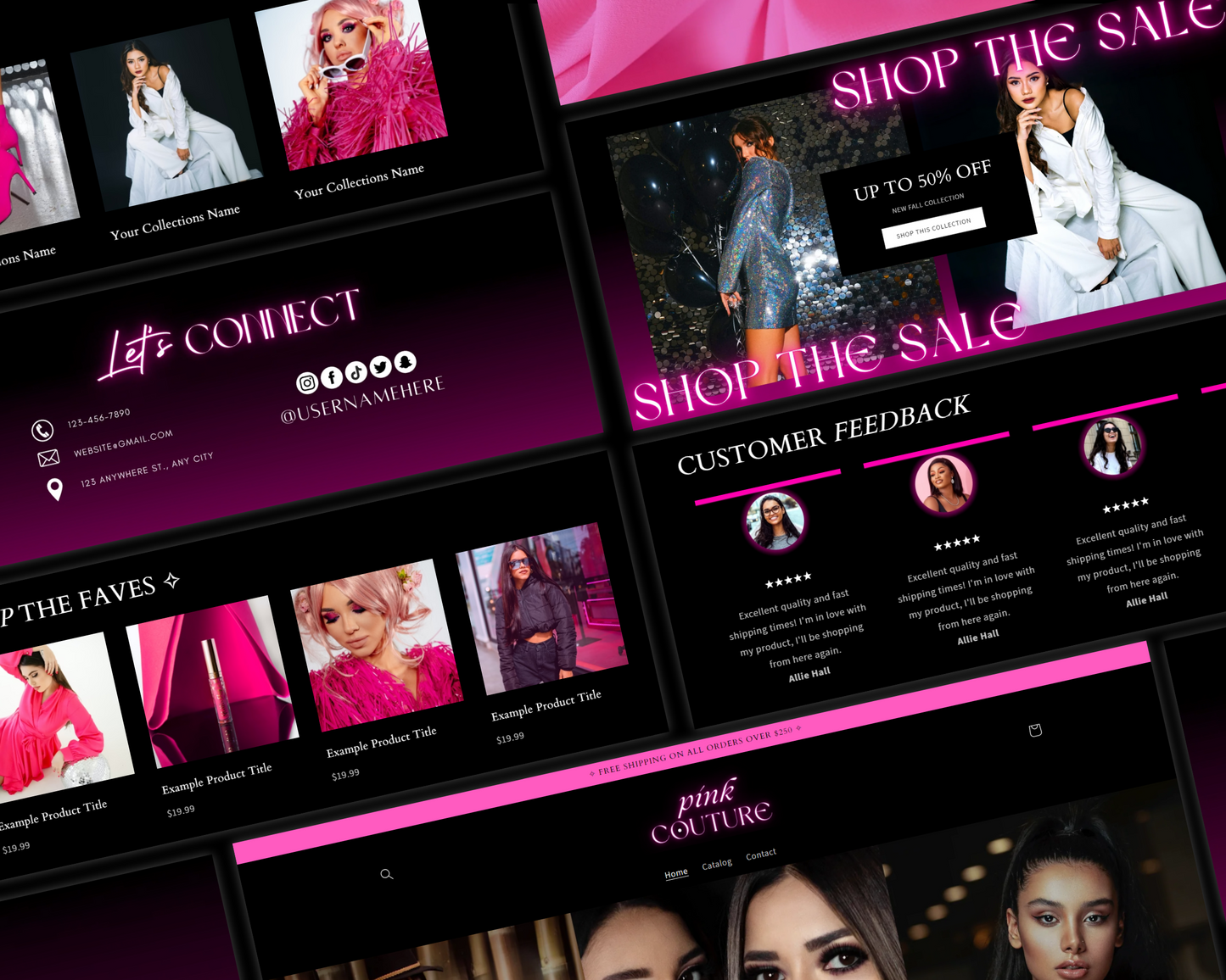 Shopify Website Template | Neon Pink