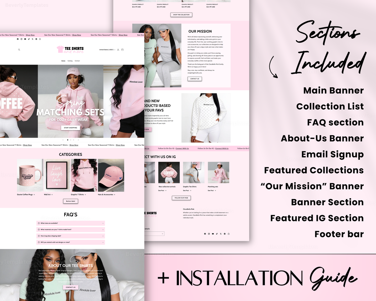 Shopify Website Template | ClaraBelle Pink