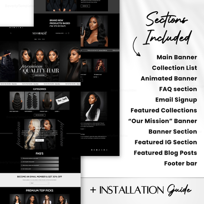 Shopify Website Template | MissHair Onyx