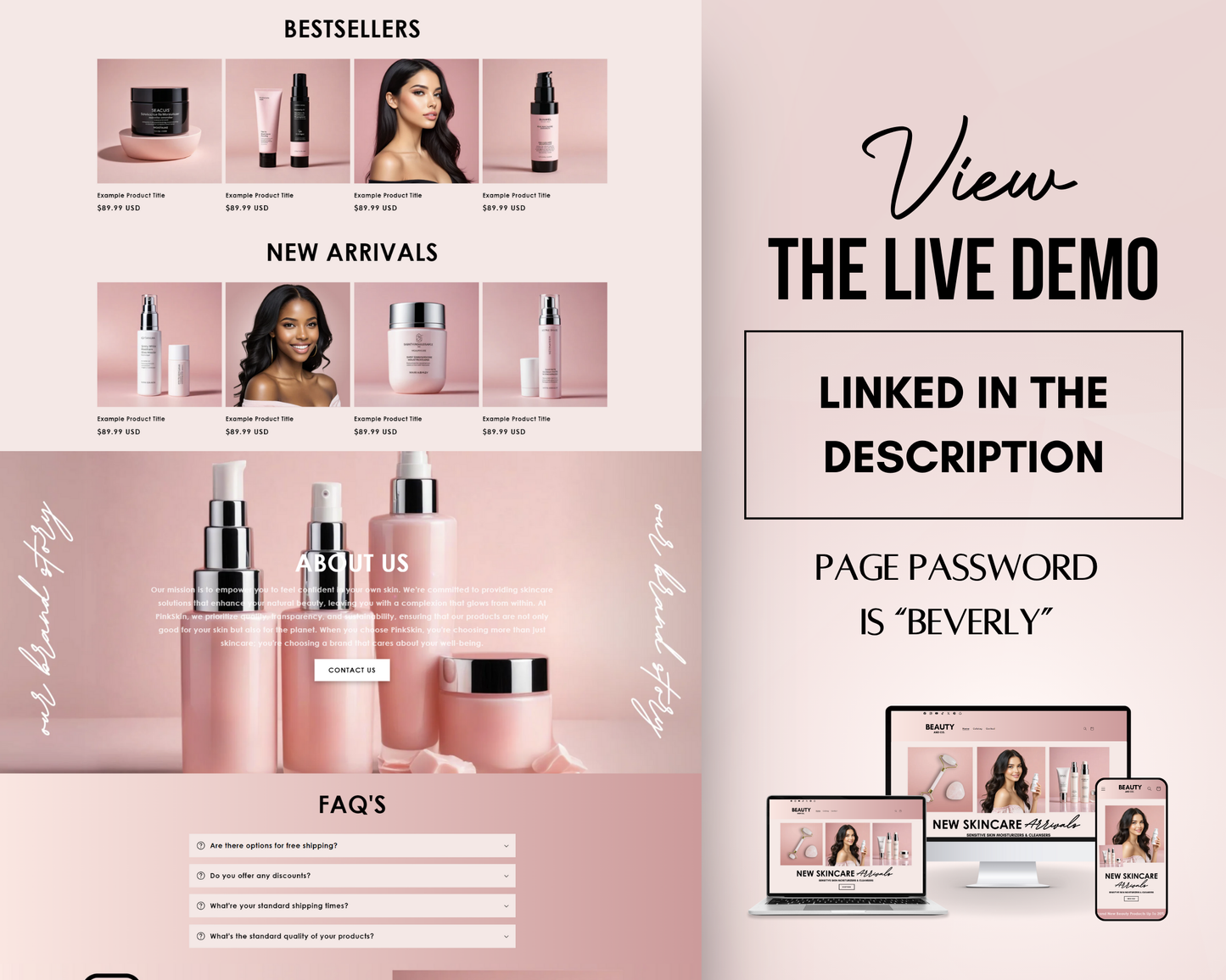 Shopify Website Template | PinkSkin