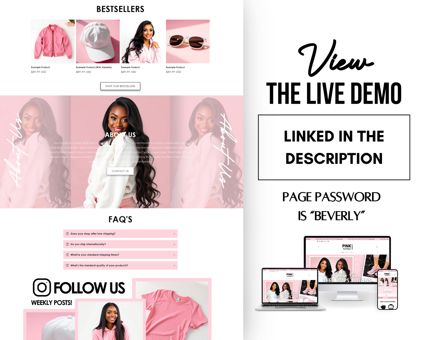 Shopify Website Template | Fabulous In Pink