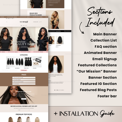 Shopify Website Template | MissHair Neutral