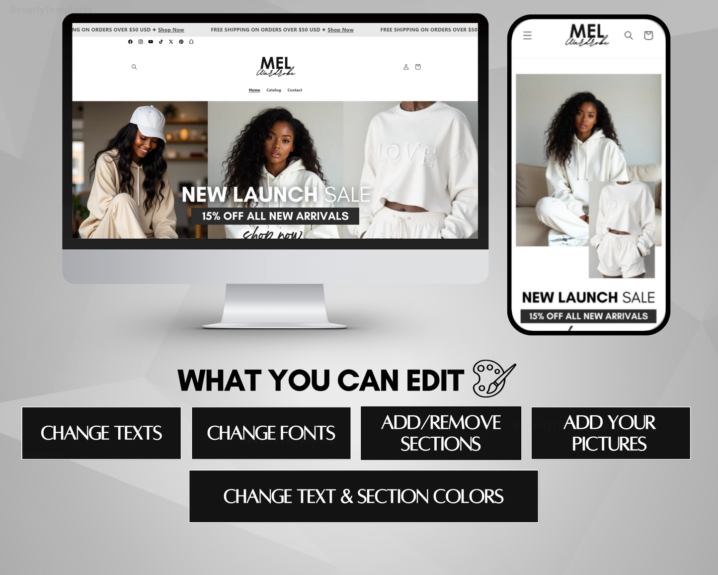 Shopify Website Template | Mel Apparel