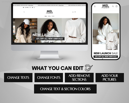 Shopify Website Template | Mel Apparel