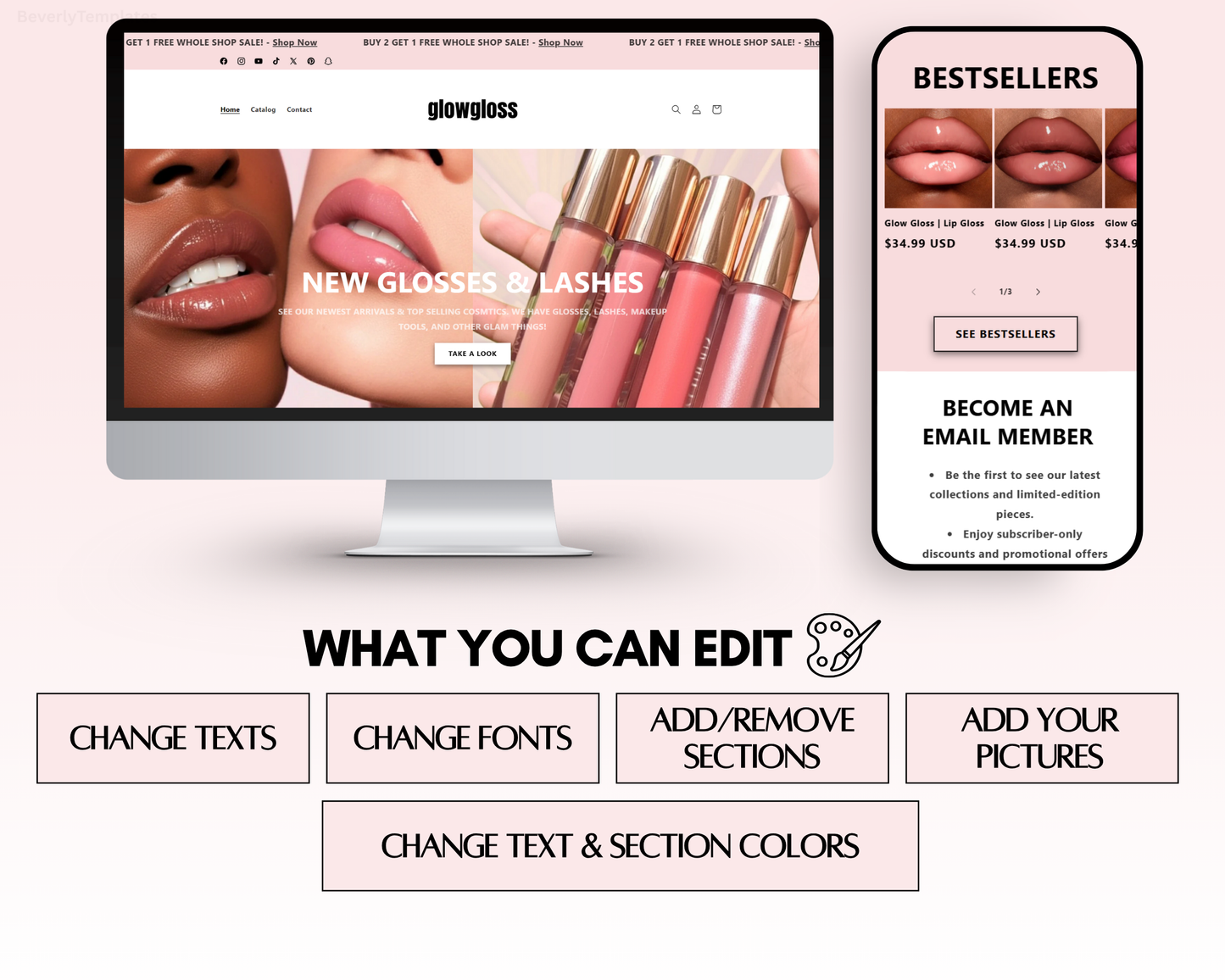 Shopify Website Template | Velour Pink
