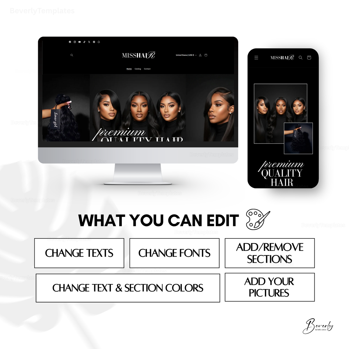 Shopify Website Template | MissHair Onyx
