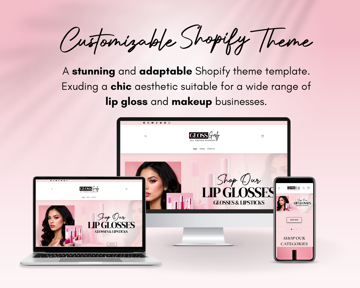 Lip Gloss Business Website Template | Shopify Theme Template