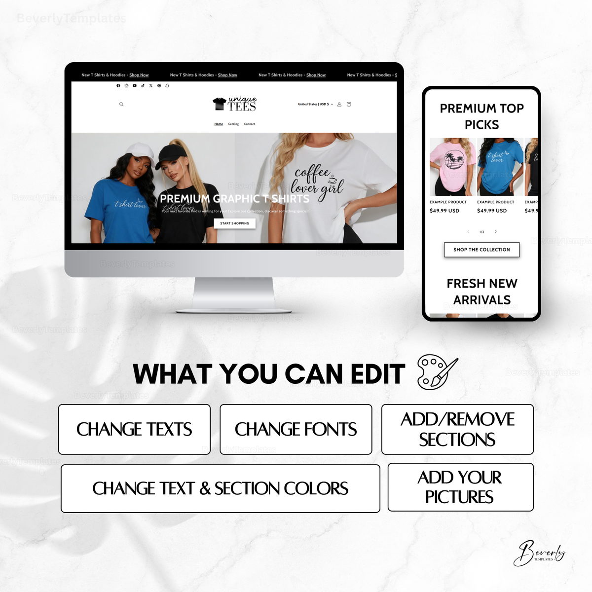 Shopify Website Template | UniqueTees