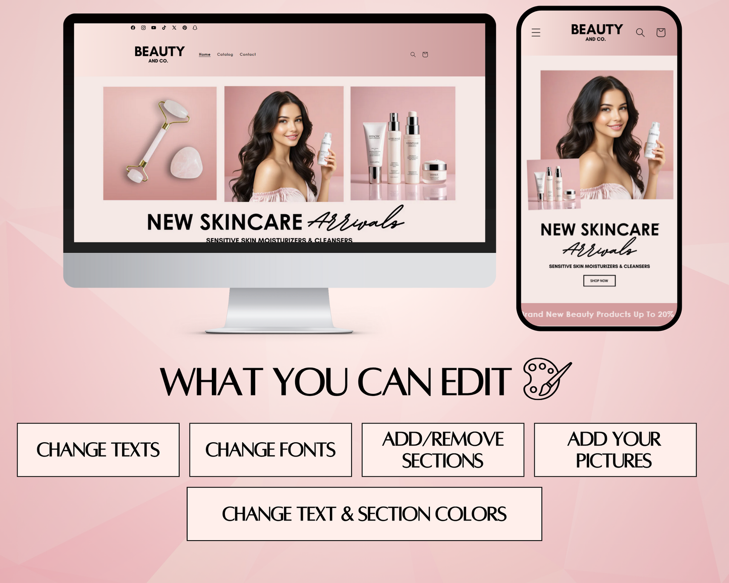 Shopify Website Template | PinkSkin