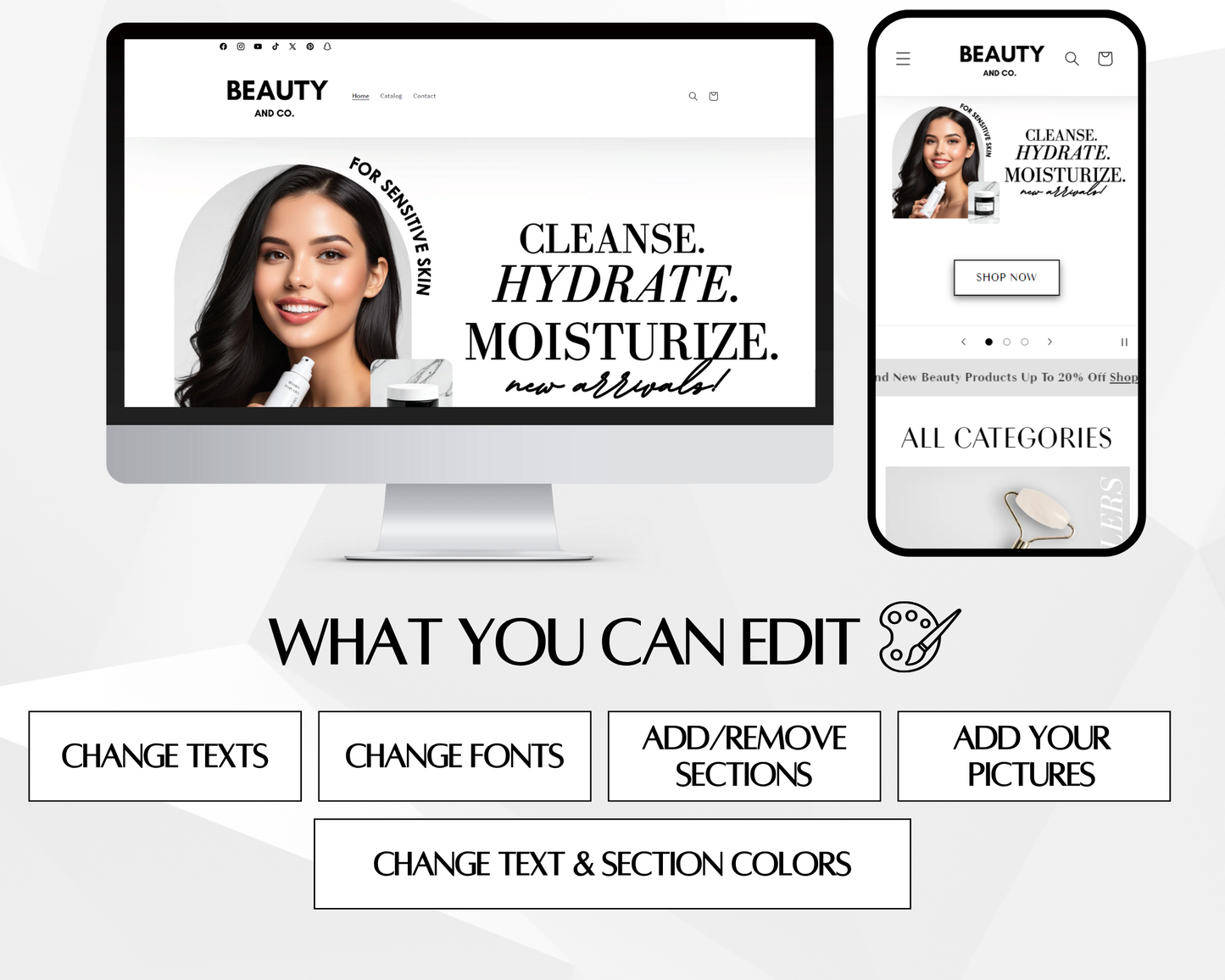 Shopify Website Template | GlowySkin