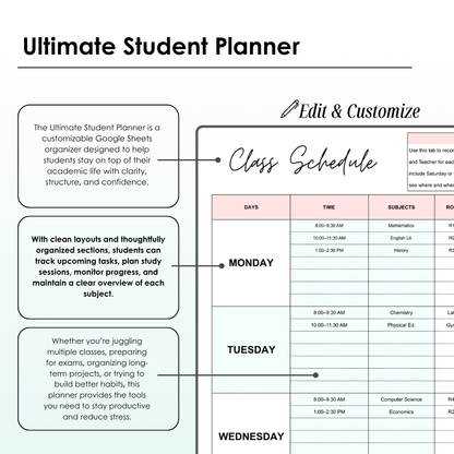 Student Planner Spreadsheets | Google Sheets Bundle