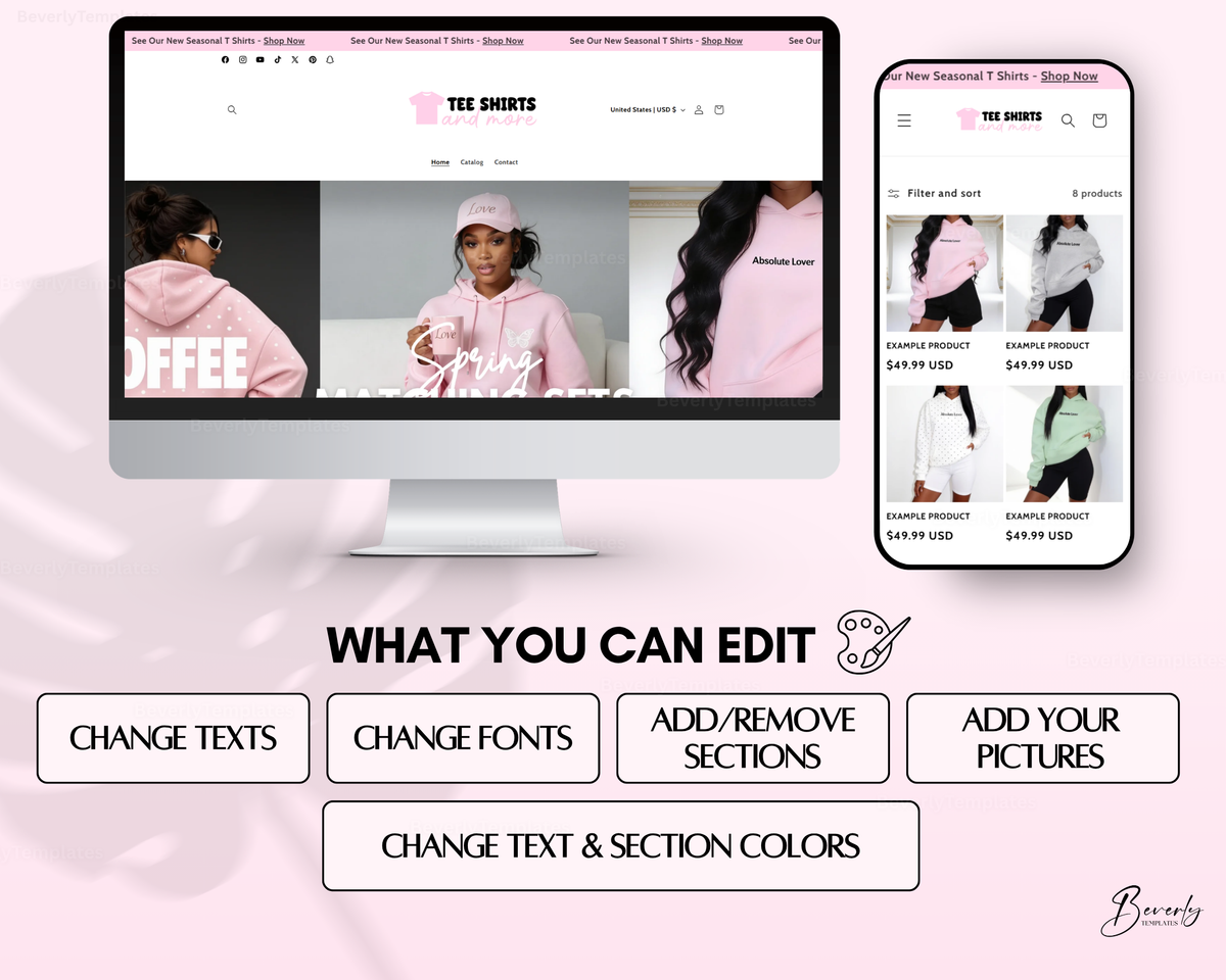 Shopify Website Template | ClaraBelle Pink