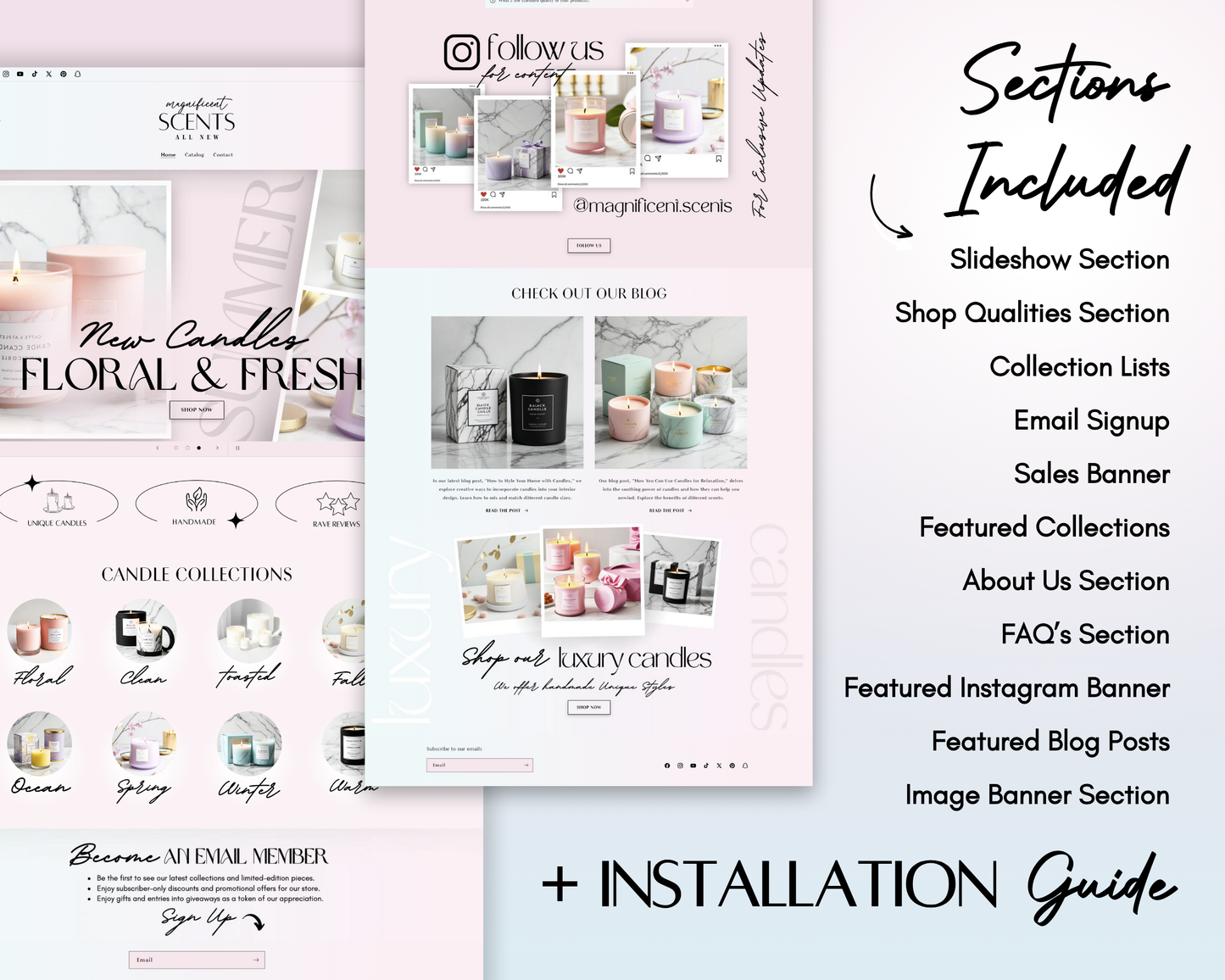 Shopify Website Template | CandleLane Pastel