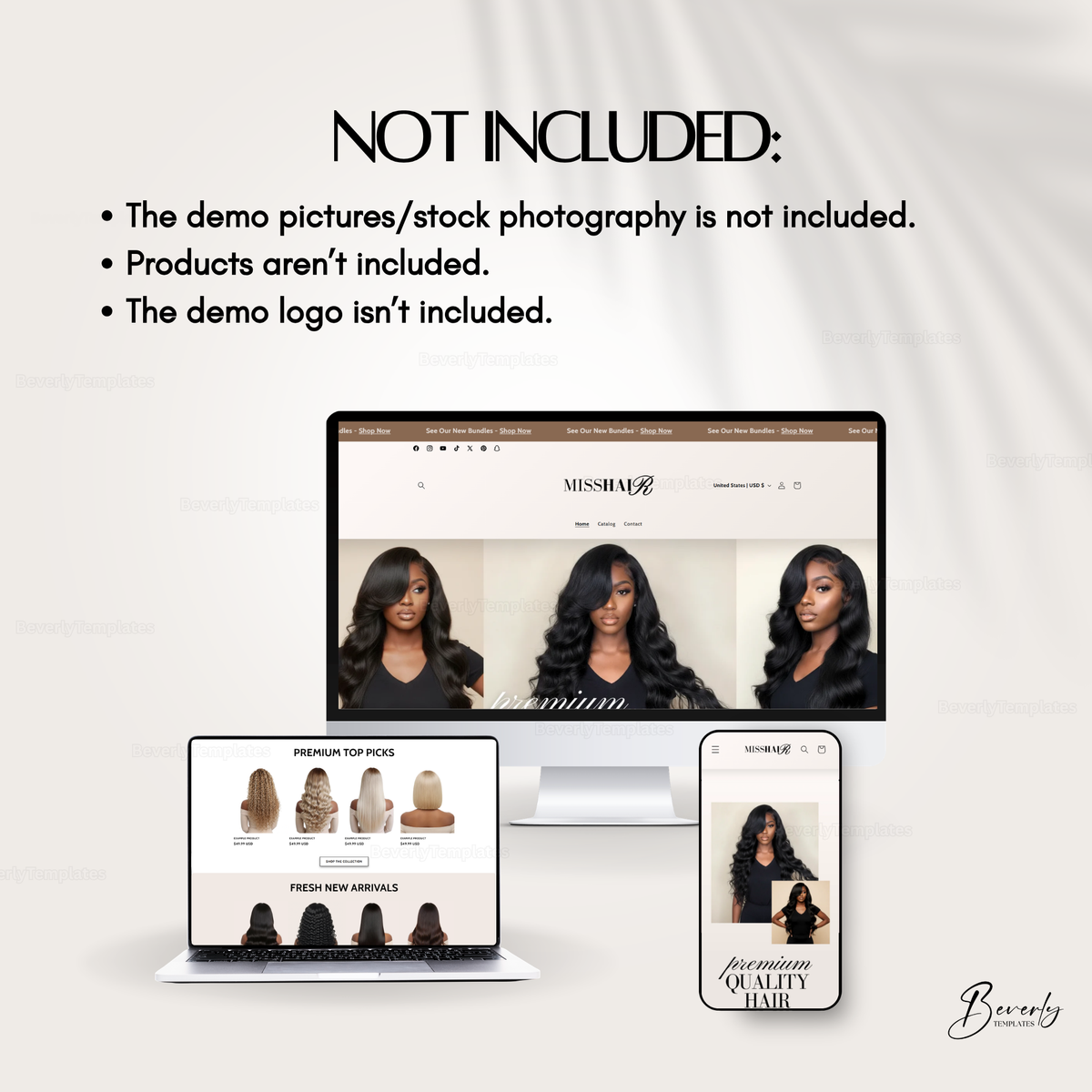 Shopify Website Template | MissHair Neutral