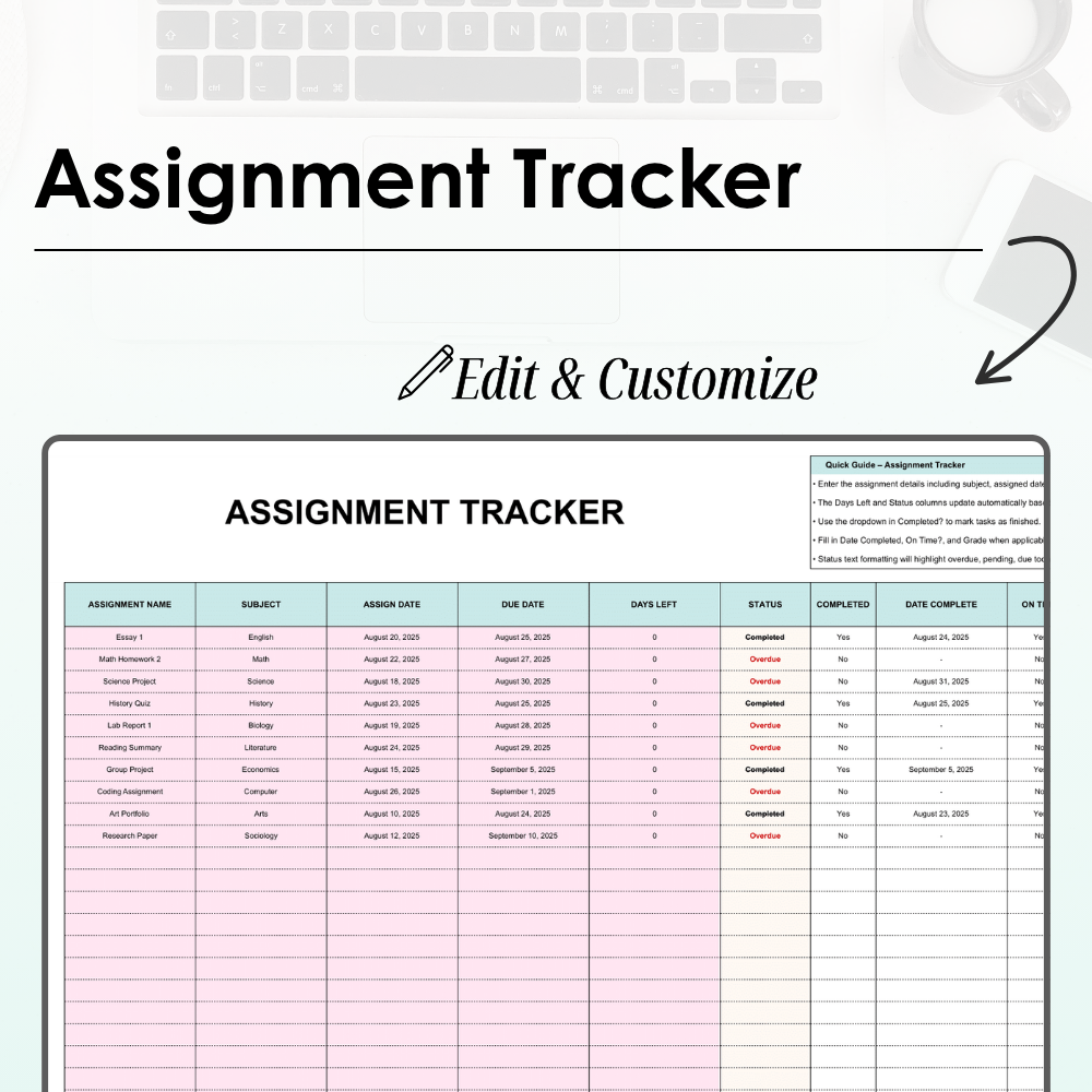 Student Planner Spreadsheets | Google Sheets Bundle
