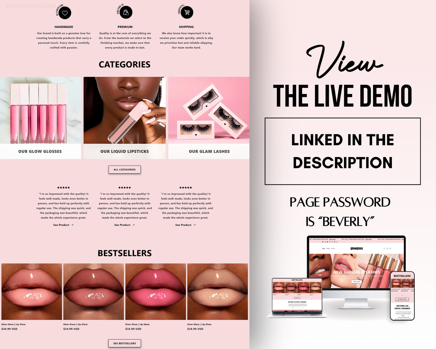 Shopify Website Template | Velour Pink