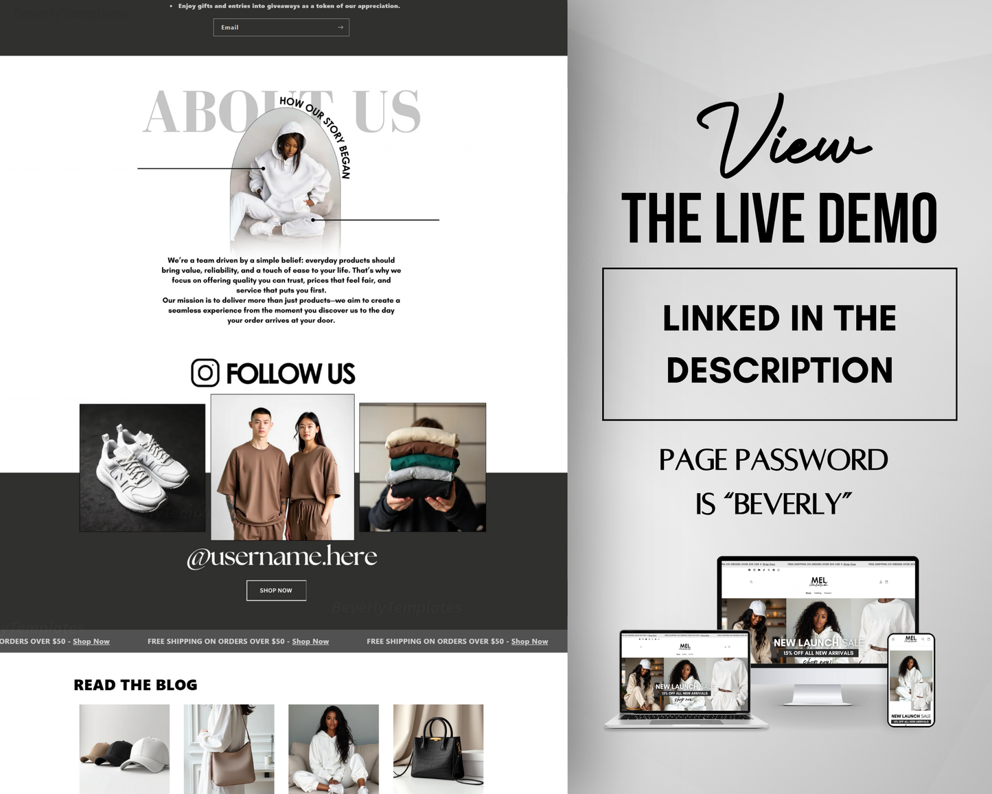 Shopify Website Template | Mel Apparel