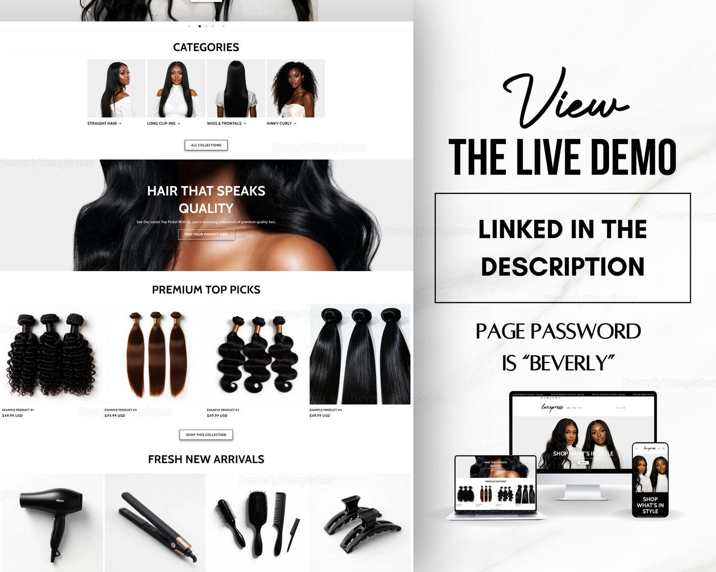 Shopify Website Template | LuxePress White