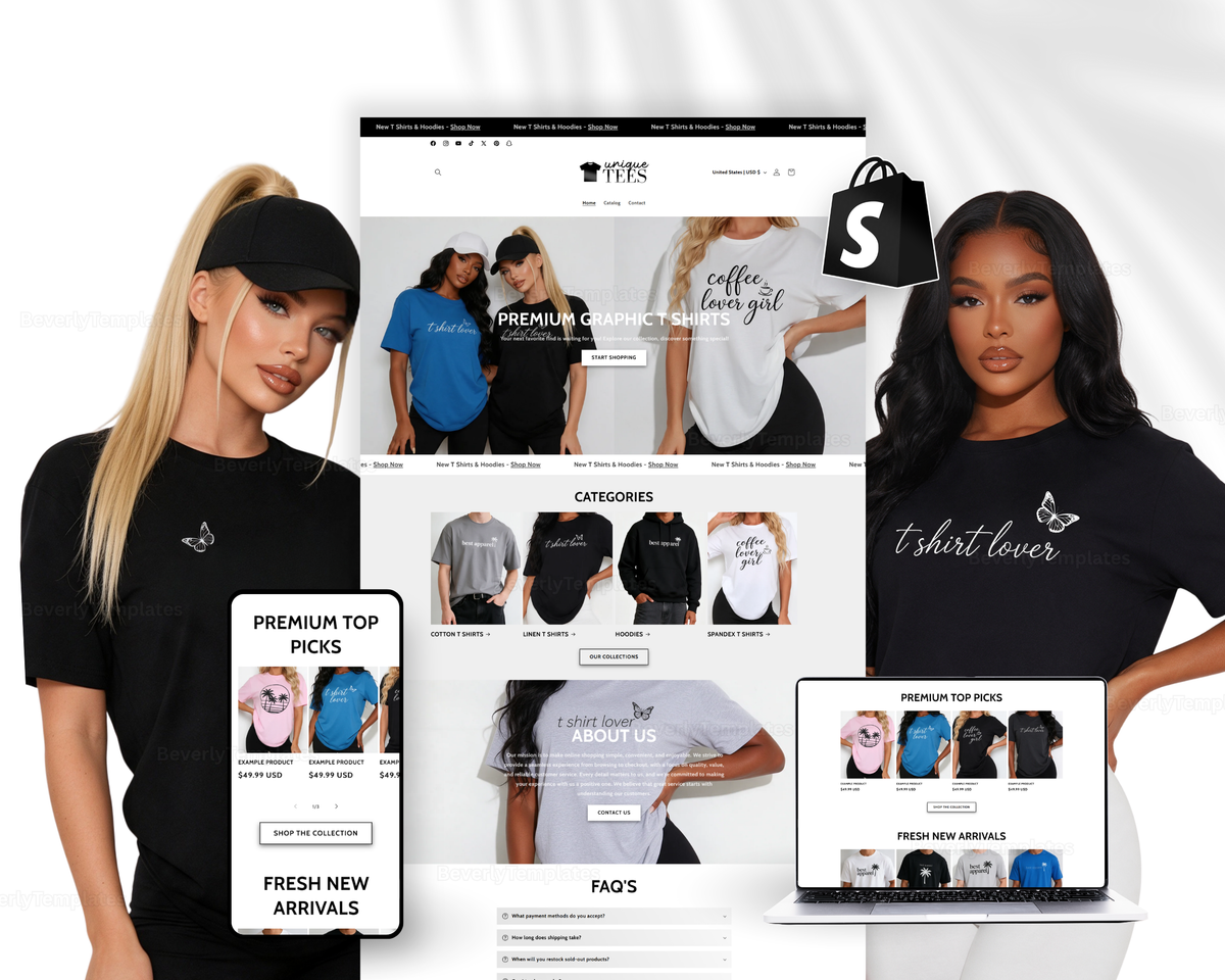 Shopify Website Template | UniqueTees