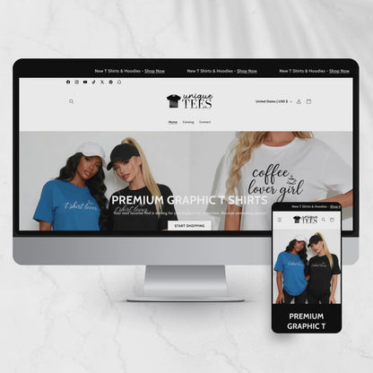 Shopify Website Template | UniqueTees